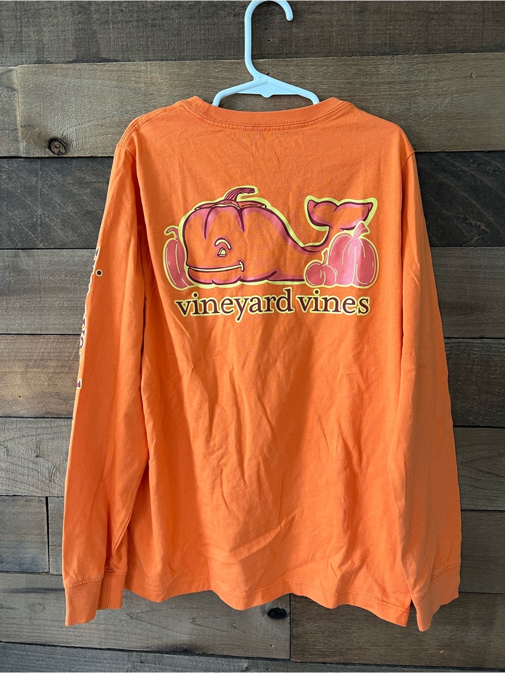 Vineyard Vines Girl's Fall Pumpkin Whale Autumn Orange Shirt Size Small (8-10)